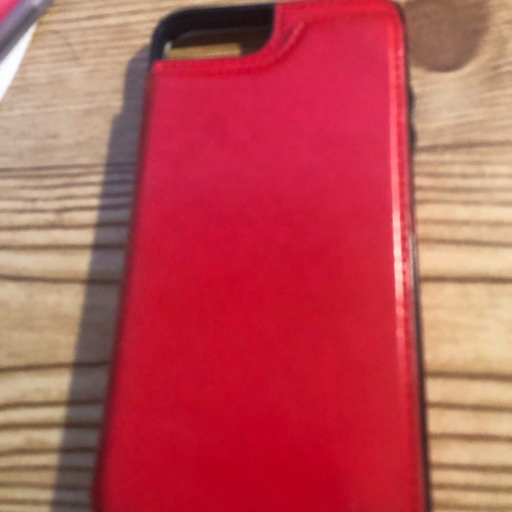 Red Leather Wallet Case/ Card Slots for Iphone 8 Plus & 7 Plus